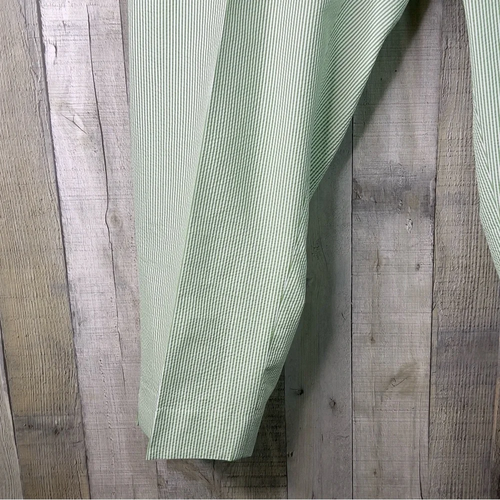 Talbots Size 20W Green/White Striped Cropped Pants Faux Back Pockets Belt Loops - Picture 5 of 14